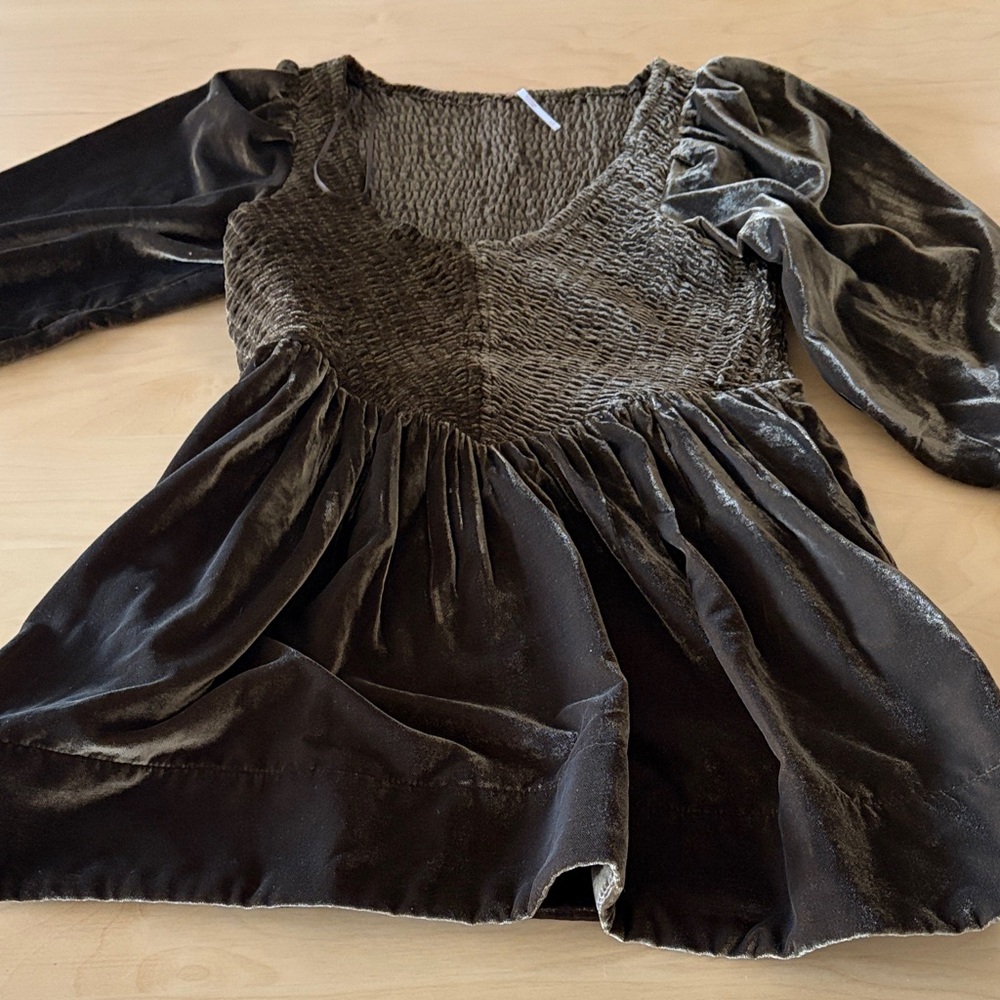 Free People Black Velvet Mini Dress